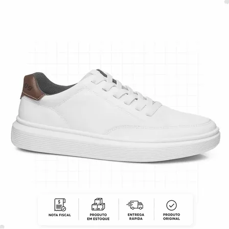 Tênis Sapatênis Pegada Elegante Social Trabalho Envio Rápido Branco 41