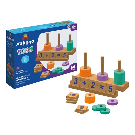 Quebra Cabeca Brincando De Matematica Steam 56 Pecas Xalingo
