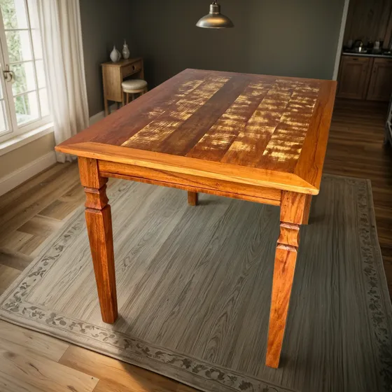 Mesa De Jantar Peroba Rosa Com Patina 6 Lugares Promoção