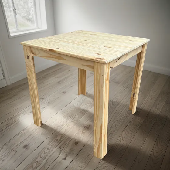 Mesa Maciza Pino 80x80 Bar Desarmada Pata Recta Comedor