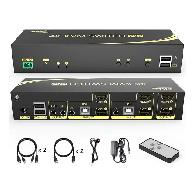 Switch Kvm Hdmi Ekl 2 En 2 Salida Monitor Dual 4k@60hz