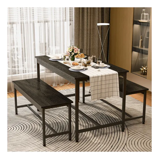Conjunto De Comedor Rectangular Con 2 Bancos Para 4 Personas
