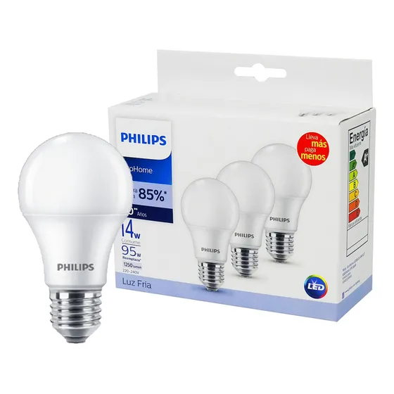 Kit X 3 Led Bulbo Opal E27 14w 1250lm Luz Fría
