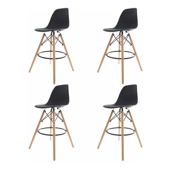 Kit 4 Banquetas Cozinha Altas Para Bancada Balcão Eames Wood