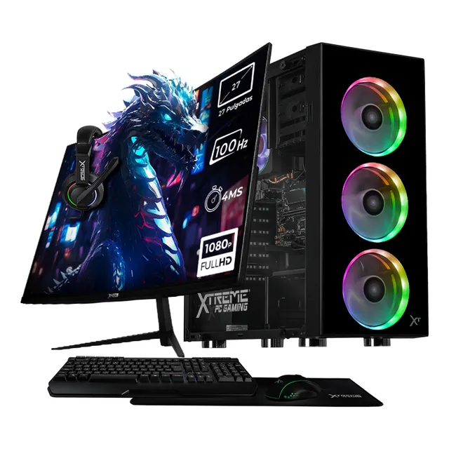 Xtreme Pc Gaming Amd Radeon Ryzen 9 7900 32gb Ddr5 Ssd 1tb Monitor Curvo 27 100hz Wifi Black
