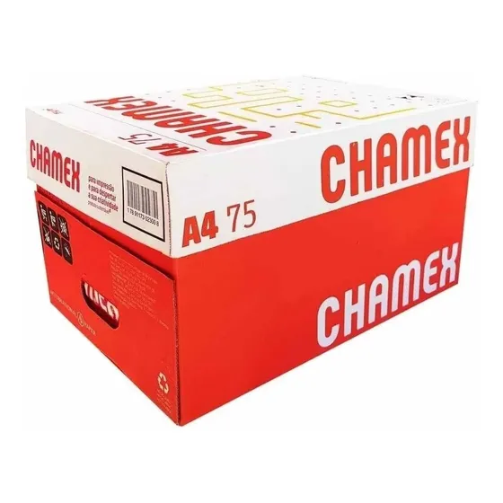 Caixa 10 Pacotes Resmas Papel A4 Sulfite Chamex 5000 Folhas Cor Branco