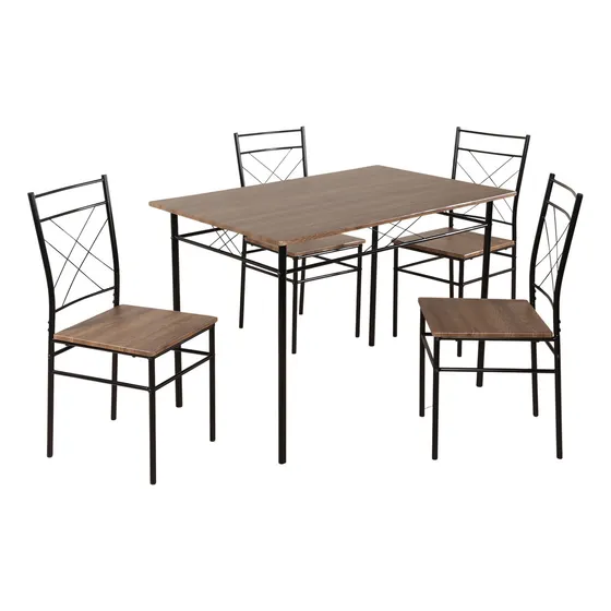 Comedor De 4 Sillas Mesa Moderna Minimalista Tablero Madera Mdf Estructura Metalica Para Espacios Reducidos Hogar Cocina Restaurante Cafeteria Desayunador Elegante Asientos Comodos Funcional