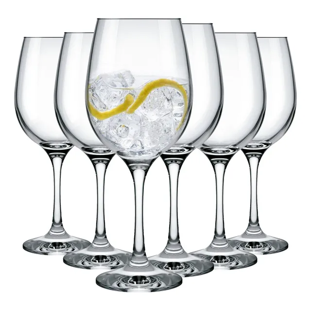 Set 6 Piezas Copas Agua Vino Vidrio Copón 16.5 Oz 490 Ml