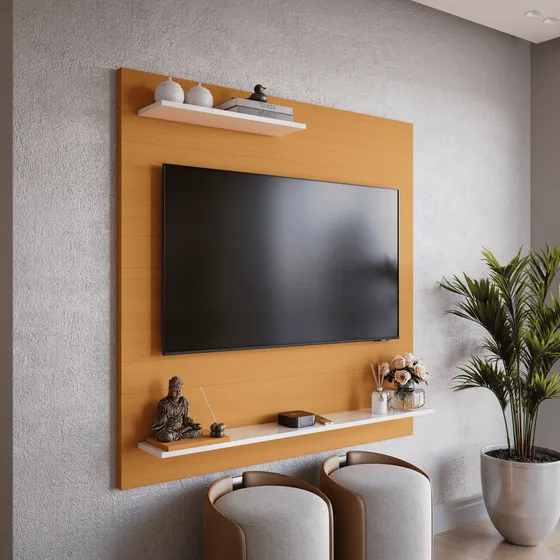 Estante Painel Para Tv Quarto E Sala Retro Com Nicho Pequeno