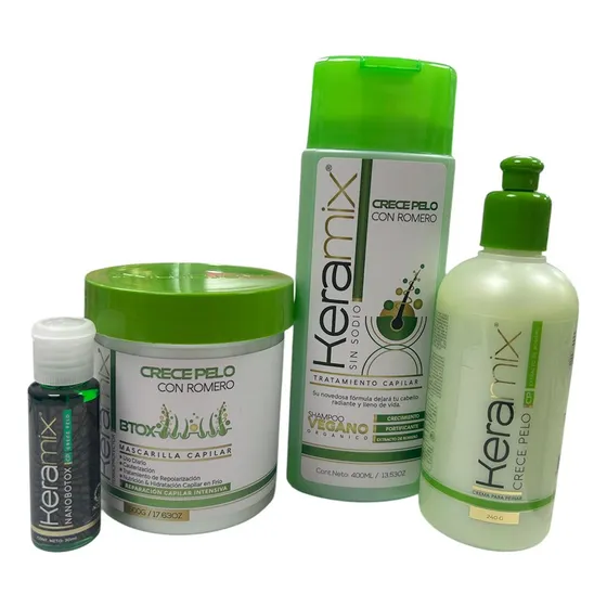 Crece Pelo Keramix Shampoo+mascarilla+prema P/peinar+ampolla