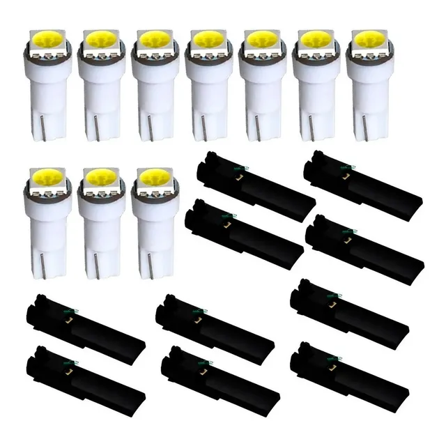 Kit 10 Soquetes 10 Lampadas Led Painel Fusca Brasilia Kombi