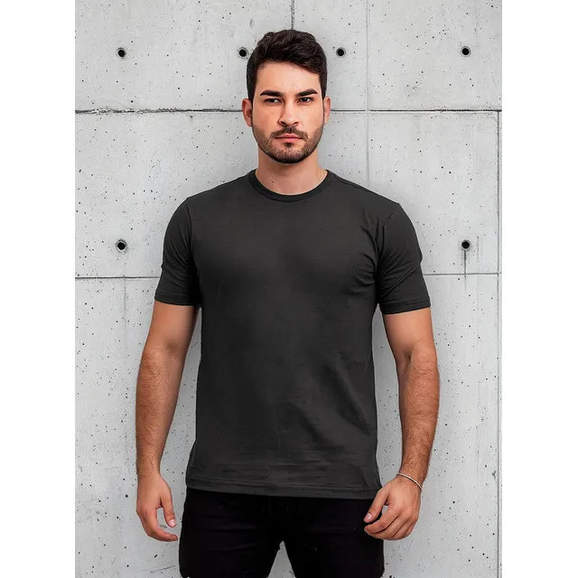 Camiseta Masculina Algodão Com Mangas Curtas E Gola Redonda