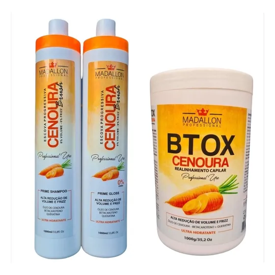 Combo Progressiva Cenoura Brush Shampoo + Gloss + Btox