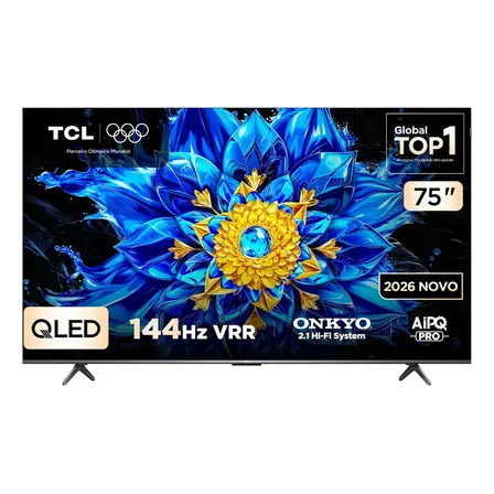 Smart TV TCL 75 Polegadas QLED 4K P8L WiFi Bluetooth Google TV HDR10+ 144 Hz VRR 75P8L