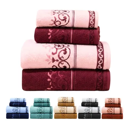 Jogo De Toalhas Banho E Rosto 100% Algodão Kit 4 Pçs Felpuda Vinho/rosa
