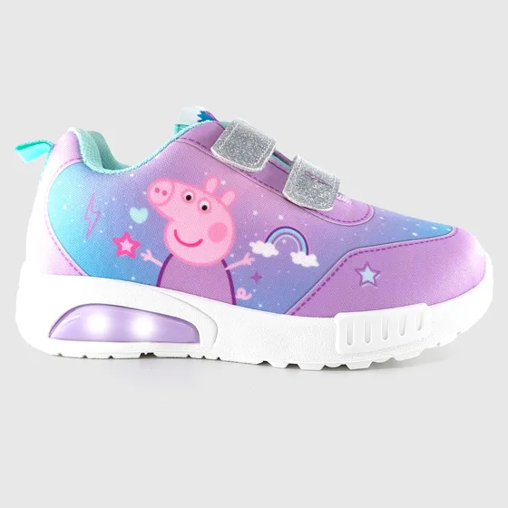 Zapatillas Footy Peppa Pig Con Luz Abrojo Led Niñas Cts