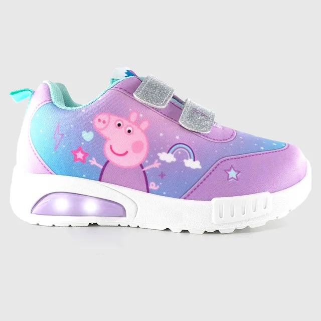 Zapatillas Footy Peppa Pig Con Luz Abrojo Led Niñas Cts
