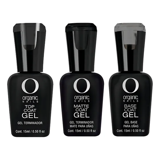 Kit Base Coat + Top Coat + Matte Coat By Organic Nails 3 Pzs