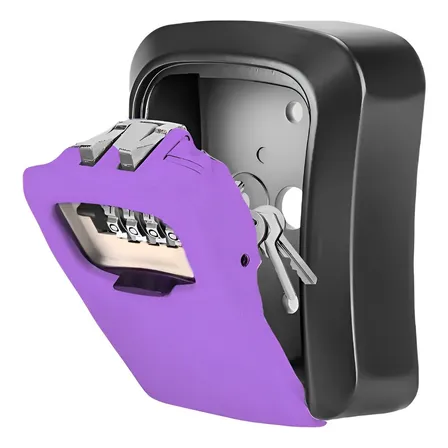 Caja Fuerte Pequeña Metalica Guarda Llave Seguridad Metalica Violeta