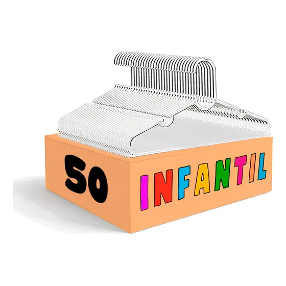 Cabide Infantil Acrilico Kit 50 Transparente Slim GM GODINHO MÓVEIS