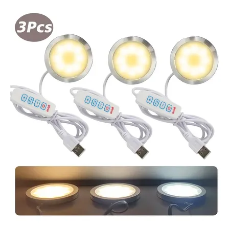 kit 3 luminaria lâmpadas led 001 diy para impressao 3d para bambu labs redondo branca quente/Branco/Branco Frio 3 cores 5V 3W usb moderna peças 3d acessórios Presente decorativa makerworld mh