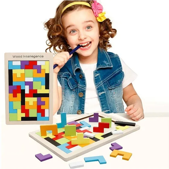 Rompecabezas 3d Tetris Figuras Geométricas De Madera