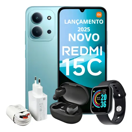 Celular Xiaomi Redmi 15c 256gb 8gb Ram C/ Brindes + Nf -sim- Verde-claro