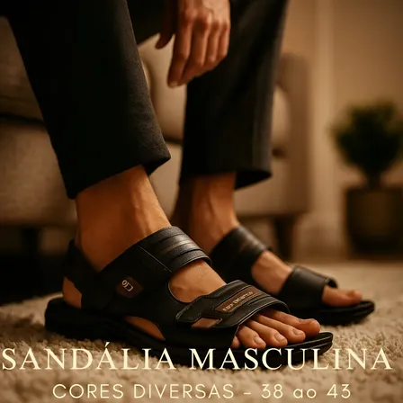 Sandália Masculina Papete Ajustável Antiderrapante Casual