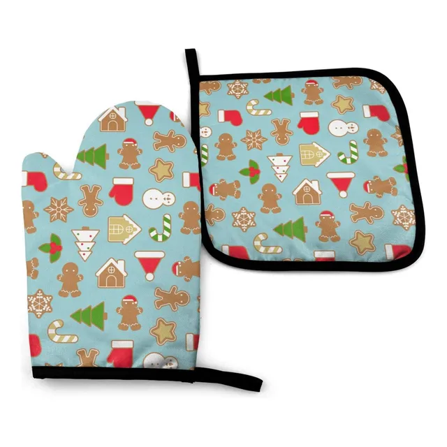 Juego Guante Horno Jengibre Potholder Navidad Al Agua