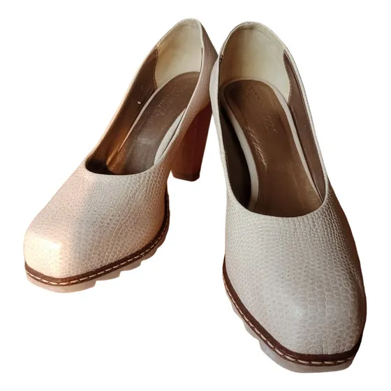 Zapatos D Tacones Nora Lozza Clásicos Mujer Cuero Color Piel