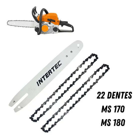 Sabre Saibro 22 Dentes Motosserras Ms170 Ms180 + 2 Correntes