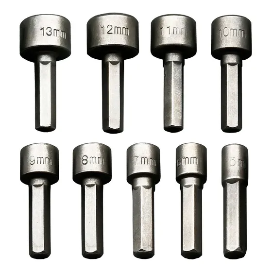 Jogo 9 Bits Soquete Canhão Cachimbo 5 A 13mm P/parafusadeira