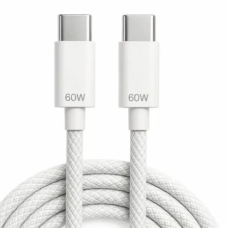 Cabo Carregador Usb-c Tipo C Turbo 60w 1m Nylon Trançado Reforçado Carregamento Rápido Transferência De Dados Compatível Com iPhone 15 16 17 Android Xiaomi Universal Premium Eletric Teck