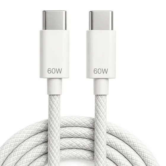 Cabo Carregador Usb-c Tipo C Turbo 60w 1m Nylon Trançado Reforçado Carregamento Rápido Transferência De Dados Compatível Com iPhone 15 16 17 18 Android Xiaomi Universal Premium Eletric Teck