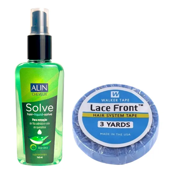Kit Mega Hair Fita Adesiva Lace Front + Removedor Alin Solve Cor Incolor