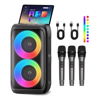 Altavoz Bluetooth Pwbslai T08 Con Luces Luminosas Negro