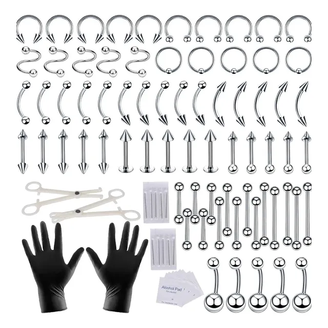 Kit De Perforación Corporal Piercings  Joyas Hombre Mujer