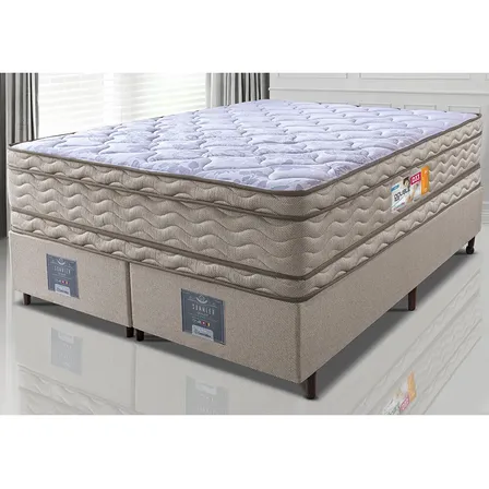 Cama Box King Colchão OrtoFirm + Box 193x203x71 Double Face Espuma D33 Dourado