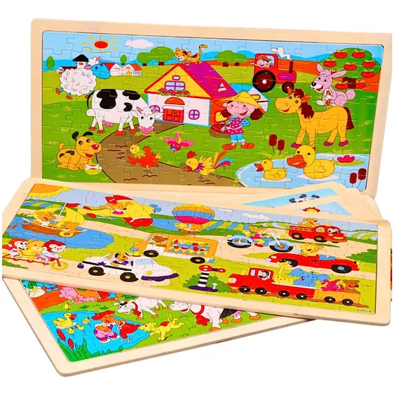 Rompecabezas Madera 96 Pzs Puzzle Didactico C/ Marco Niños 