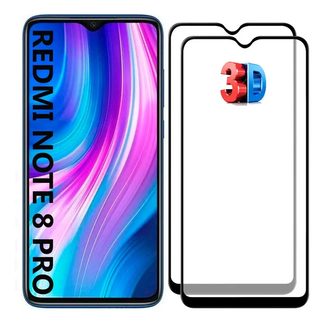 Em Dobro Película Vidro 3d Compatível Redmi Note 8 Pro
