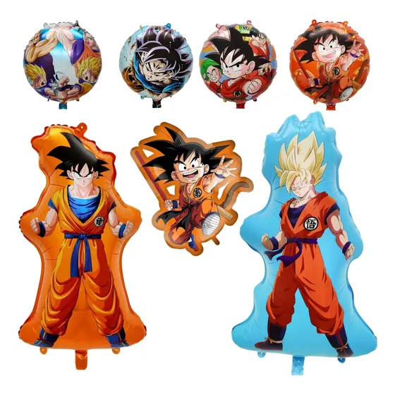 Kit 7 Globos De Cumpleaños Decoración Para Goku Dragon Ball
