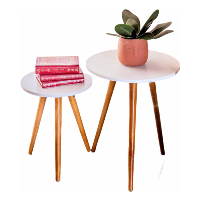 Kelan Kit Com 2 Mesas Redonda Retro Apoio Decorativa Porta Livros Blanco Kelan Kit Com 2 Mesas Redonda Retro Apoio Decorativa Porta Livros Blanco