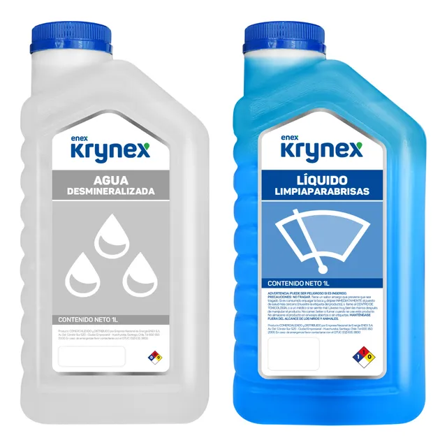 Kit Krynex De 1 Agua Desmineralizada + 1 Limpiaparabrisas