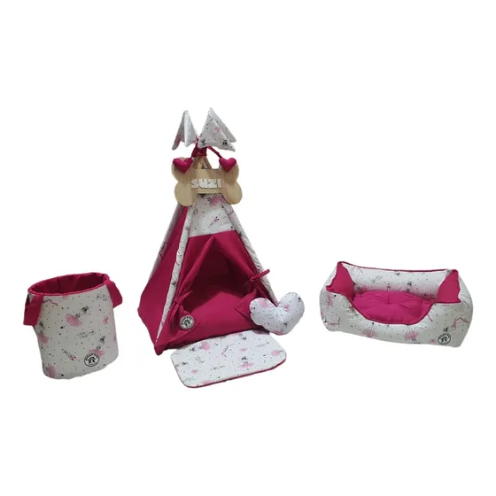 Cabana M Cesto Organizador Kit Cachorro Almofada Pet Colchão
