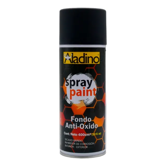 Pintura Spray Fondo Antióxido Aladino 400cc Negro