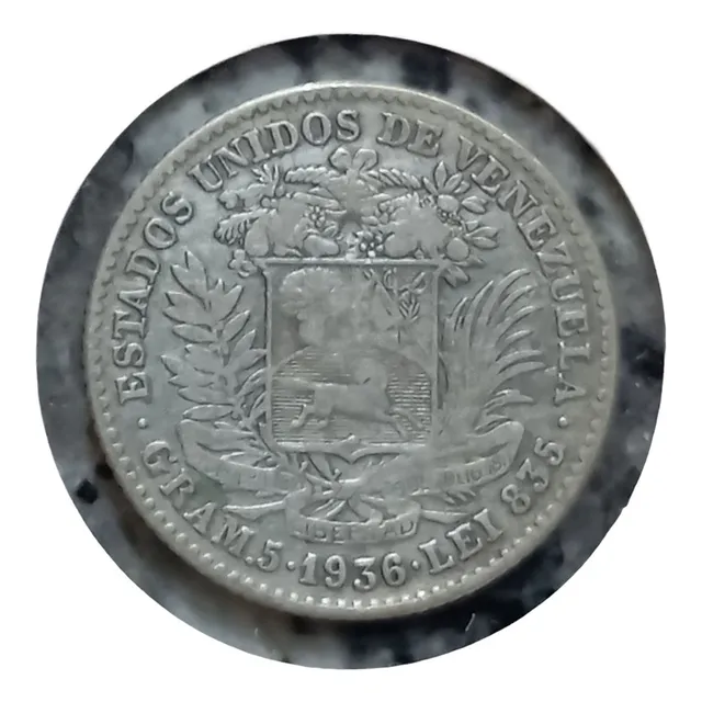  Moneda Venezuela Plata Un Bolivar 1936