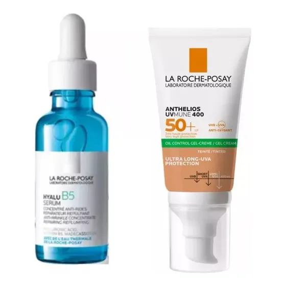 Kit Sérum Hyalu B5 + Protector Solar Anthelios Uvmune 400 Oil Control Con Color
