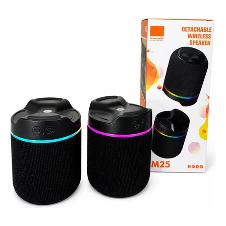 Parlante Bluetooth M25 Desmontable 2 En 1 Con Luces Rgb Negro