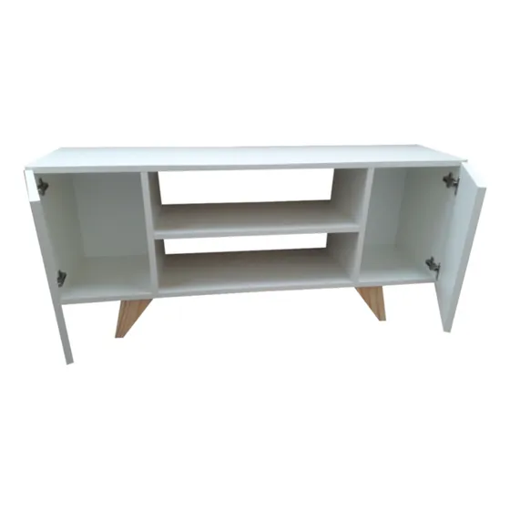 Rack Tv Smat Led Con Puertas Patas Pino
