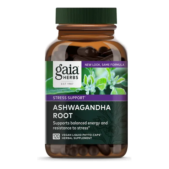 Suplemento Gaia Herbs Con Raíz De Ashwagandha, 120 Cápsulas
